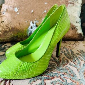 Ralph Lauren Lime Green Snakeskin Women's Heels